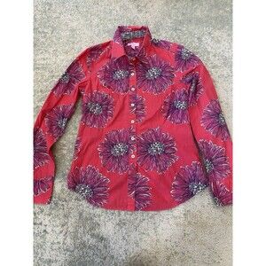 Lilly Pulitzer Size 4 Island Coral Boom Boom Floral Button Down Shirt
